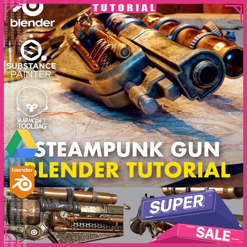 Steampunk Gun Game Asset Creation - Blender 3D Tutorial