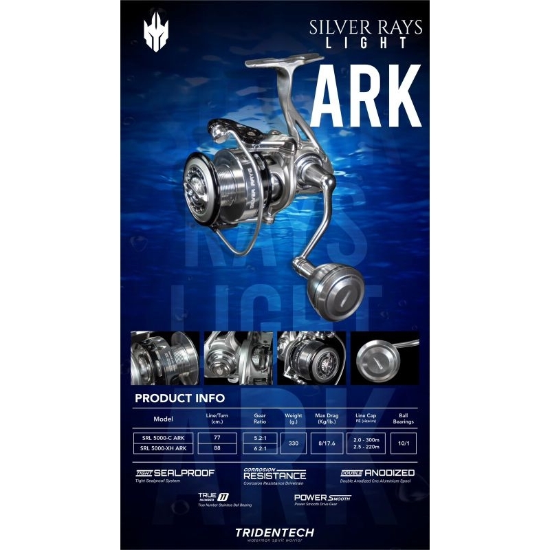 REEL SPINNING TRIDENTECH SILVER RAYS ARK 5000-C dan 5000-XH