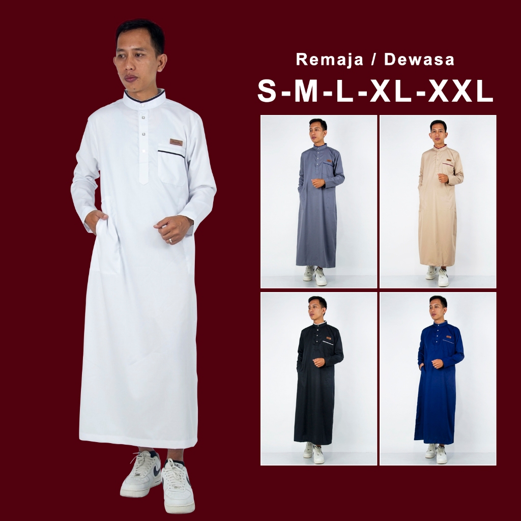 Jubah Pria Premium Original Slimfit Jumbo Cowok | Baju Gamis Pria Koko Laki Laki Import Putih Hitam