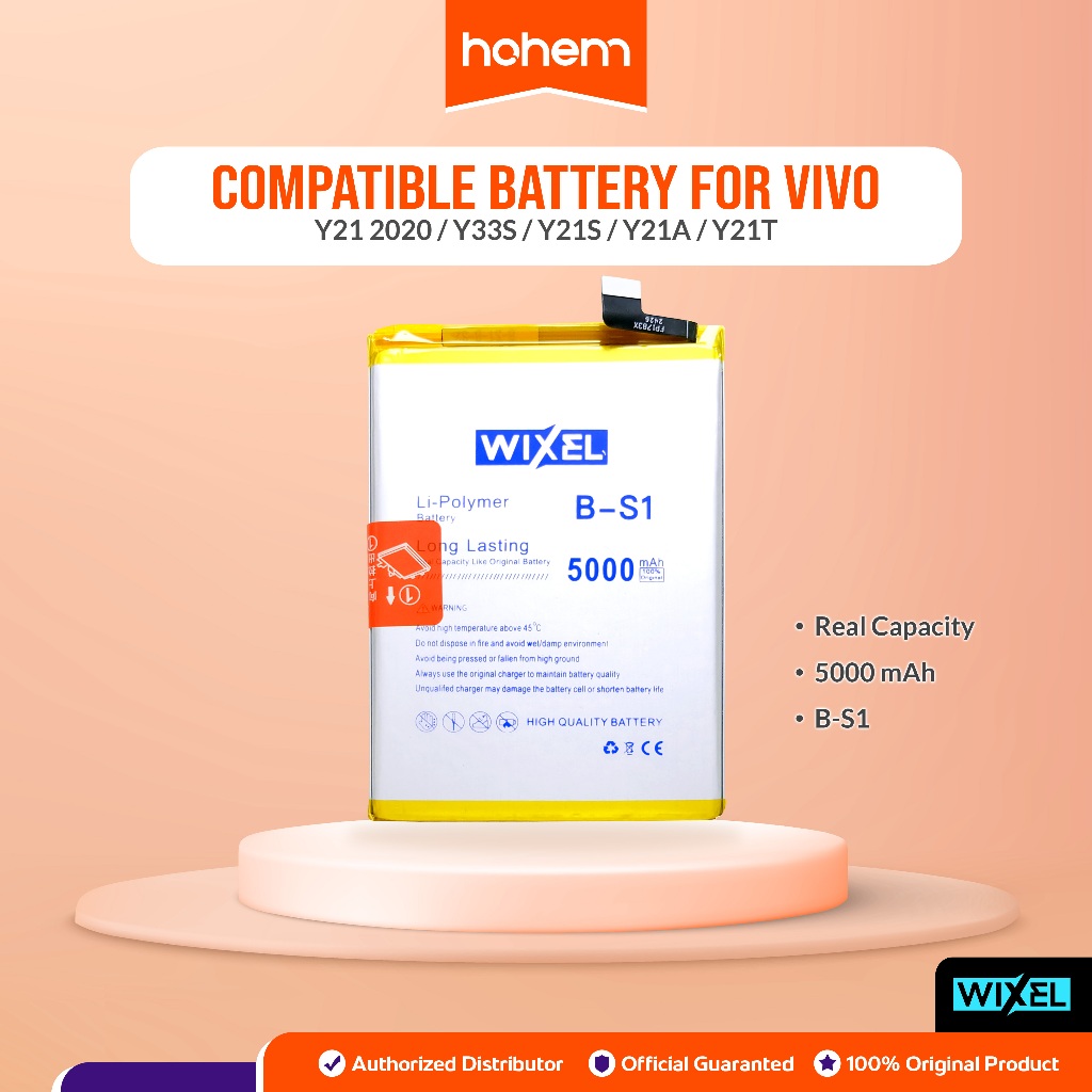 WIXEL Baterai Vivo Y21 2020 / Y33S / Y21S / Y21A / Y21T B-S1 BS1 Baterai Double Power Real Capacity 