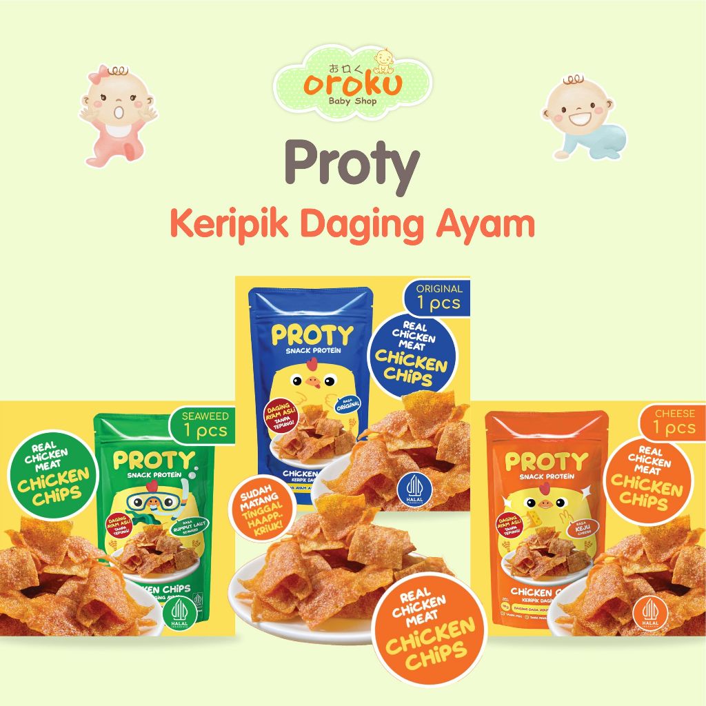 

PROTY KERIPIK DAGING AYAM / SNACK CEMILAN TINGGI PROTEIN