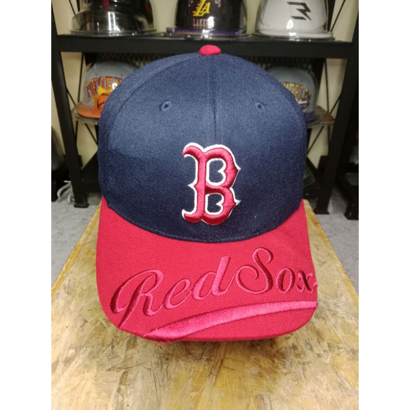 TOPI BASEBALL MLB FLEXFIT ORIGINAL LOGO B REDSOX NAVY MERAH
