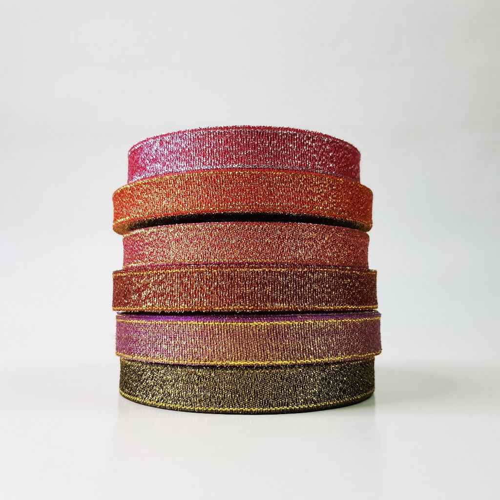 

OKB Pita Kain Glitter 1/2" inch inci 1,25 cm Ribbon Kado Metalik Pesta Ulang Tahun Buket