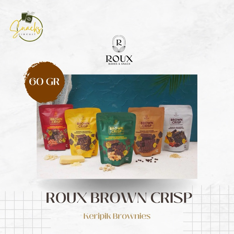 

ROUX Brown Crisp (60 gr) | Keripik Brownies Rasa Almond / Cashew / Cheese / Choco