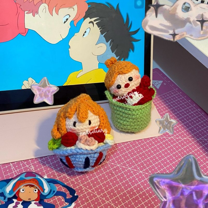 (PO) PONYO RAMEN & BUCKET  AMIGURUMI || CROCHET PLUSHY STUDIO GHIBLI || BONEKA RAJUT || NATSDIARY.CO