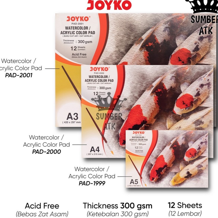 

TERMURAH Watercolor Pad Buku Gambar Cat Air Akrilik 3 gsm 12 Sheets PAD1999 PAD2 PAD21 A5 A4 A3