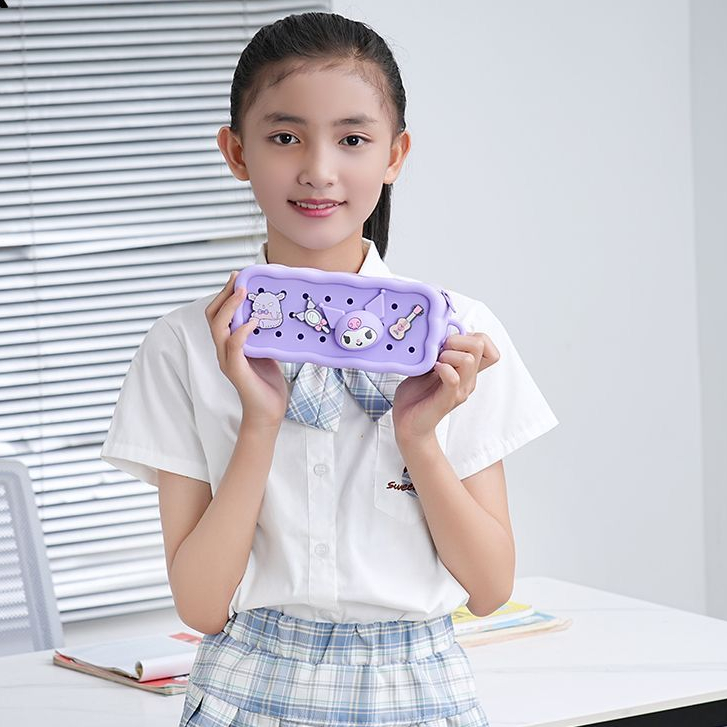 

gk LH Kotak Pensil Silikon Jibbitz KARTUN KOREA LUCU Pensil Case Kartun Tempat Pensil Jibbitz