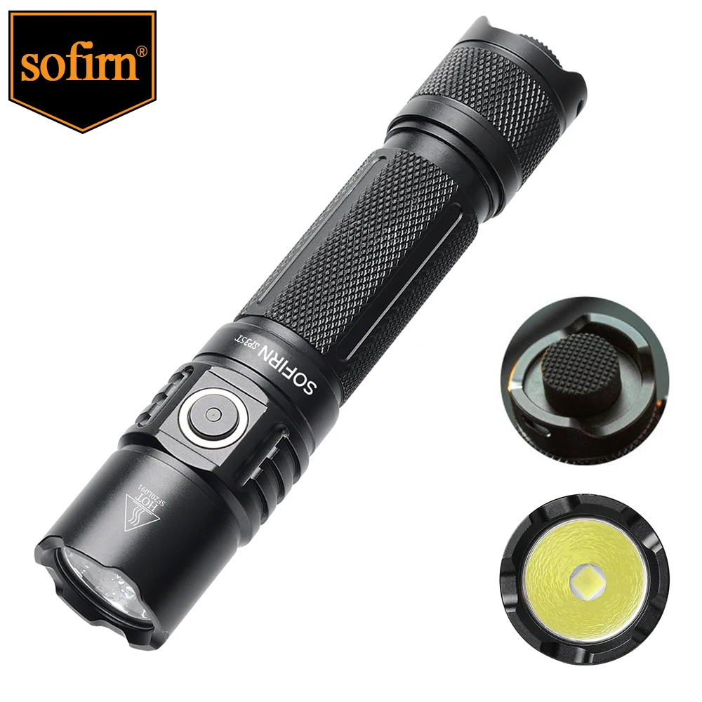 Sofirn SP35T 3800LM  Powerful LED Flashlight  Rechargeable Torch with Dual Switch Power Indicator AT