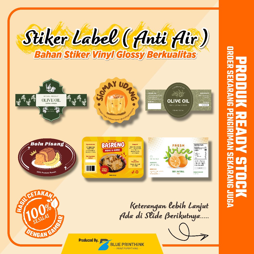 

Stiker Vinyl (TAHAN AIR) A3+ Label Kemasan, Makanan, Minuman & Produk