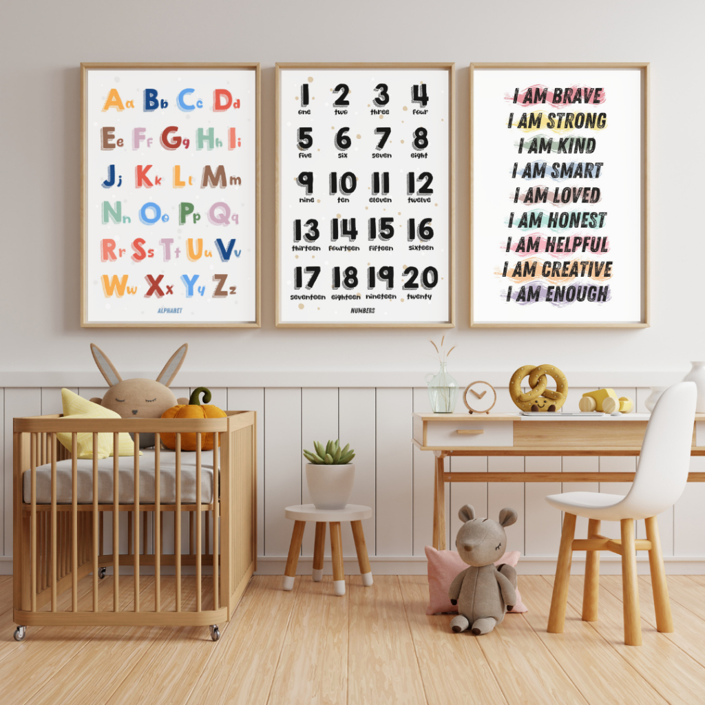 Poster Edukasi Anak Pendidikan Paud TK SD Seri Numbers Aesthetic Angka (Wall Decoration Learning for