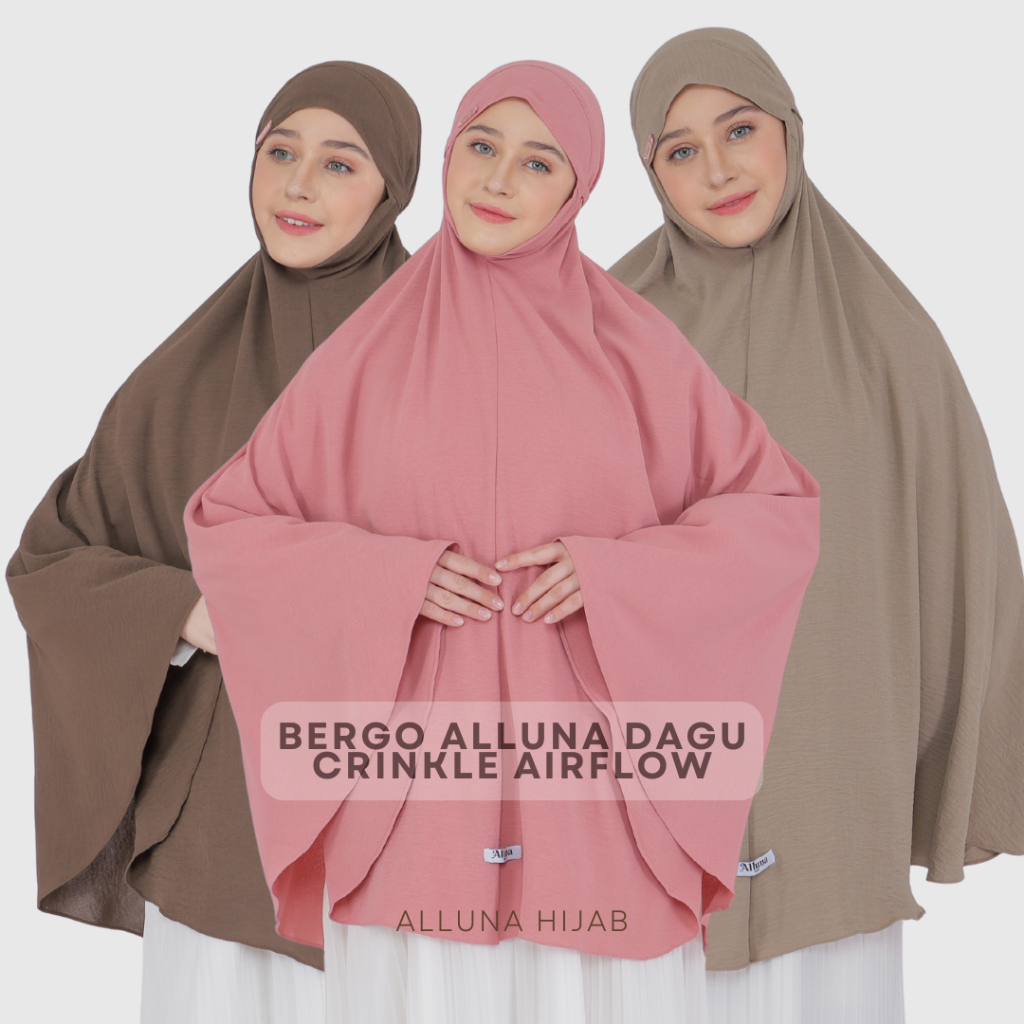 BERGO ALLUNA CRINKLE AIRFLOW JUMBO /JILBAB BERGO CRINKLE AIRFLOW/KERUDUNG BERGO   XXXL