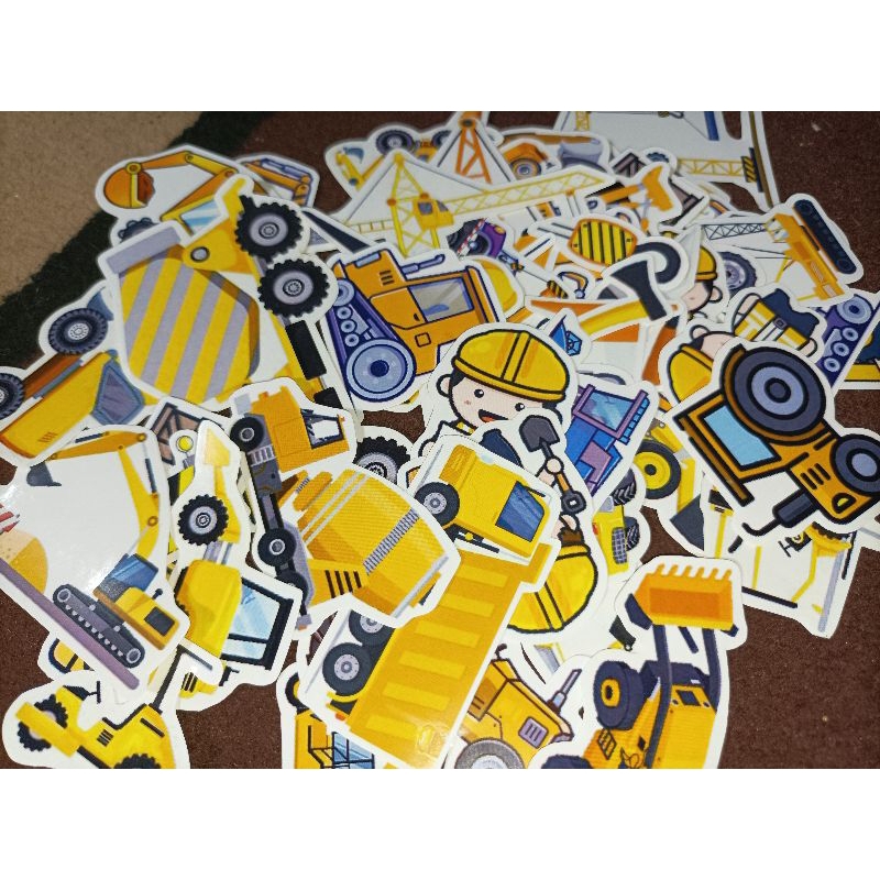 

60PCS STICKER KENDARAAN ALAT BERAT | Excavator Sticker | Stiker proyek transportasi alat berat | sudah potong putus