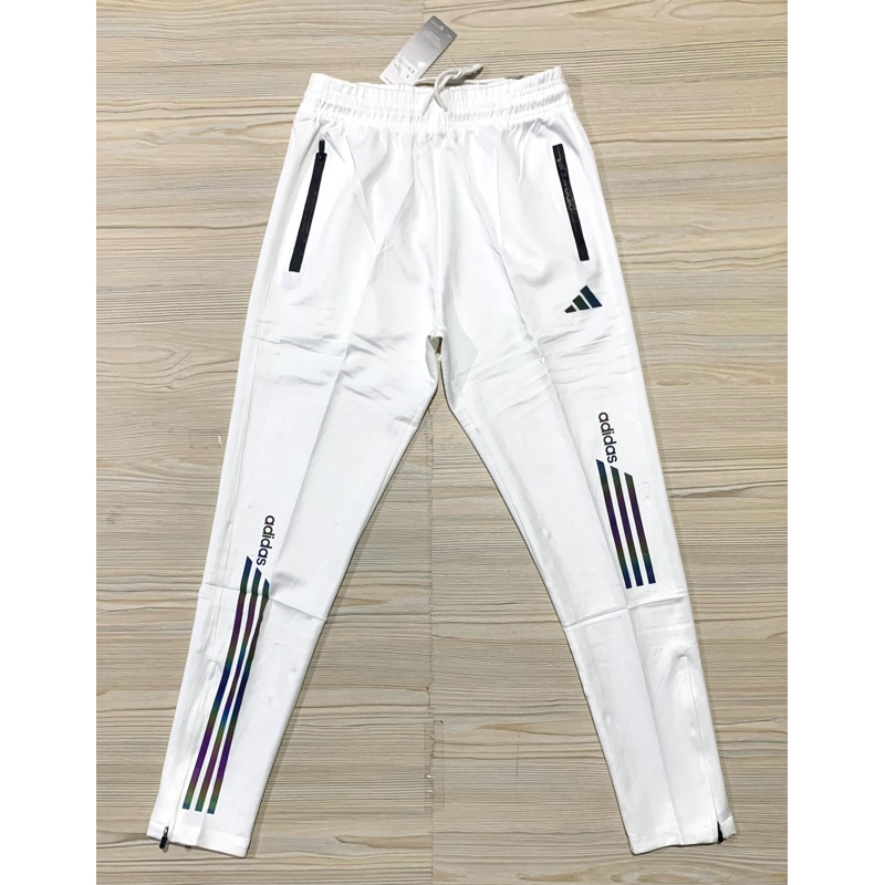 CELANA PANJANG TRAINING ADIDAS ZIPPER IMPORT PREMIUM PUTIH