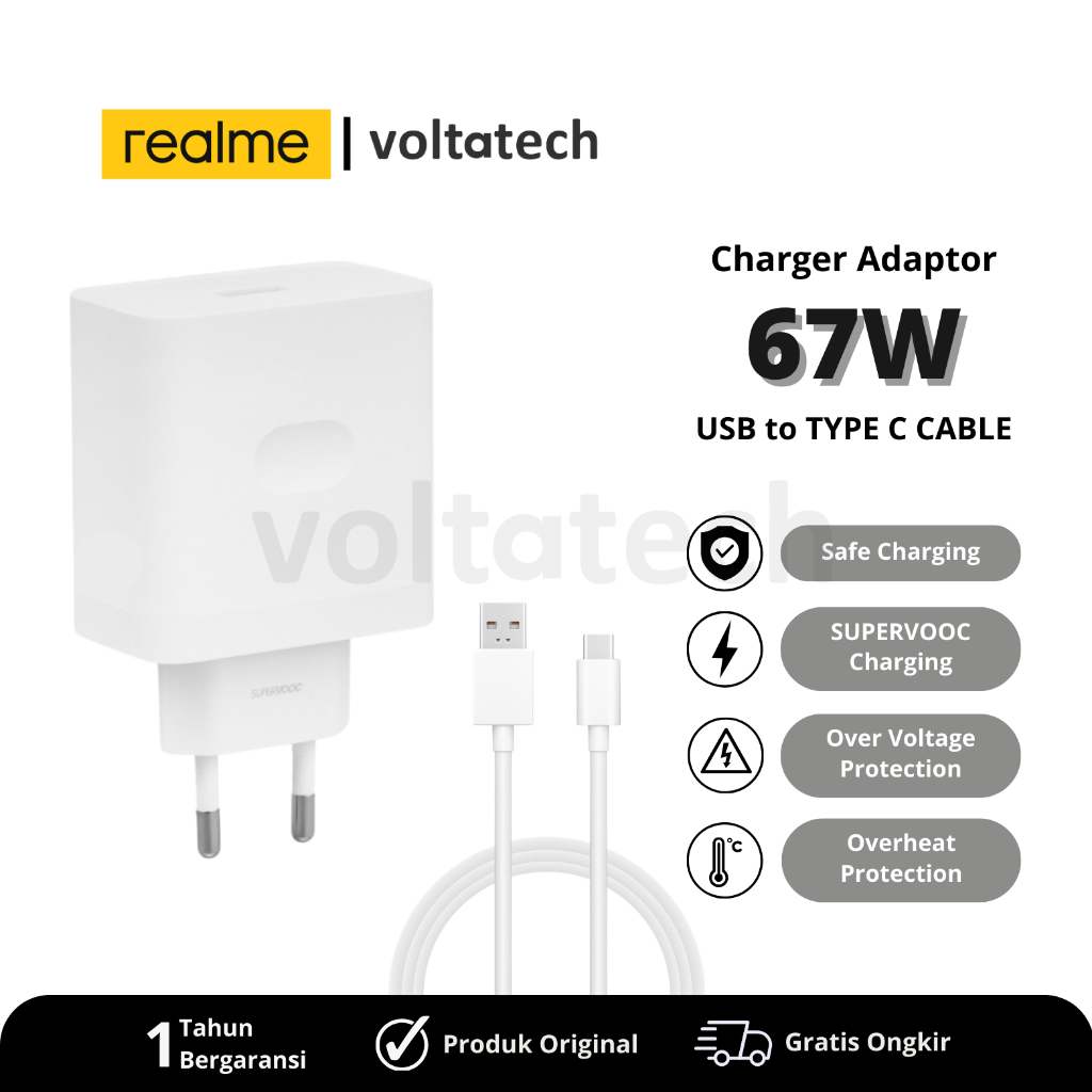 Charger Realme 67W SUPERVOOC/SUPERADART Original Compatible All Realme Series