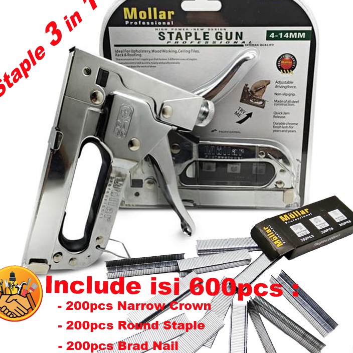 

SALE Staple Staples Tacker Tembak Jok Hekter 3 Way MOLLAR Homaster 3 in 1 Isi Staple 3in1