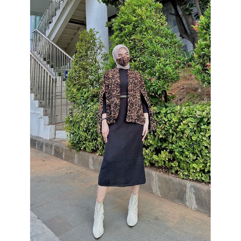 BLAZER CAPE BATIK CAP MOTIF SOGAN PEACHE