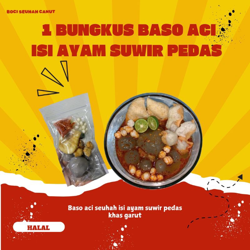 

PAKET BASO ACI ISI AYAM SUWIR PEDAS SEUHAH