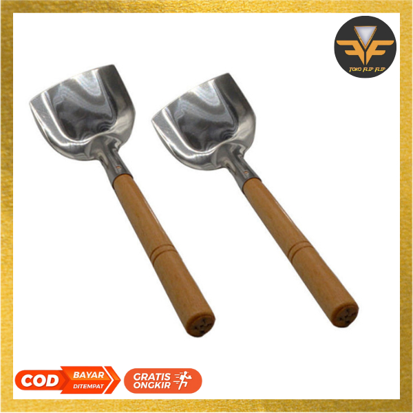 SODET KAYU STAINLESS TEBAL NASI GORENG / Spatula Sodet Sutil Panjang Stainless Steel Tebal Gagang Ka