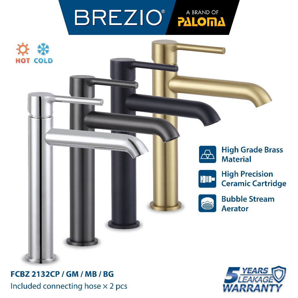 BREZIO Keran Wastafel Tinggi Cuci Tangan Kran Air Panas Dingin Bambu Sedang Tall Medium Faucet Basin