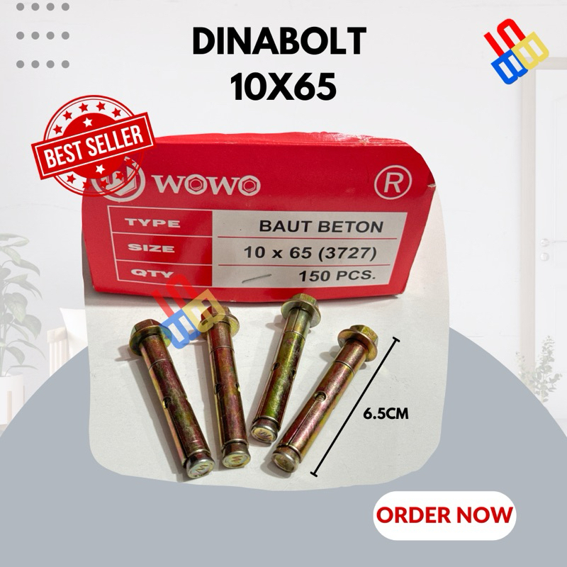 1 BOX WOWO dynabolt 10x65 / Dinabol Beton Tembok Tanam Besi Dinabol 6.5cm