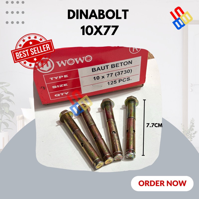 1 BOX WOWO dynabolt 10x77 / Dinabol Beton Tembok Tanam Besi Dinabol 7.7cm