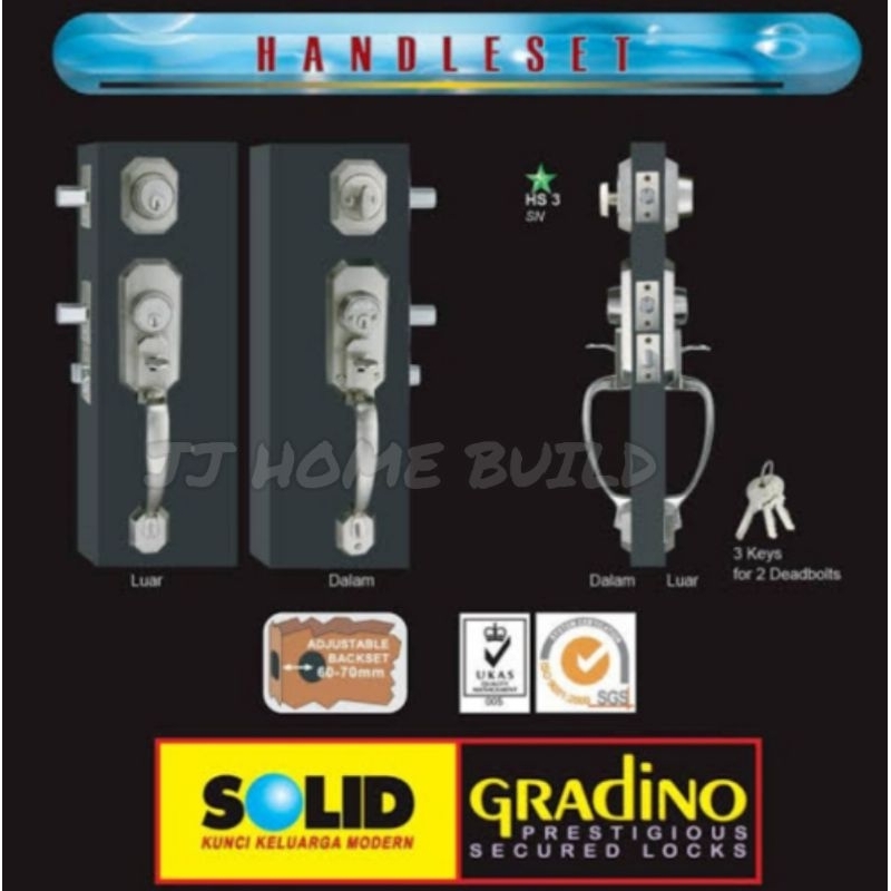 Handle Pintu Solid / Handle set SOLID HS 3 / Kunci Pintu Set