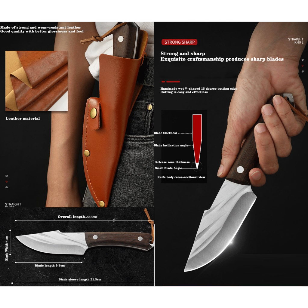 Pisau Survival Mini Sarung Pisau Dapur Tulang Daging Kecil Tajam / Pisau Camping Outdoor Tajam