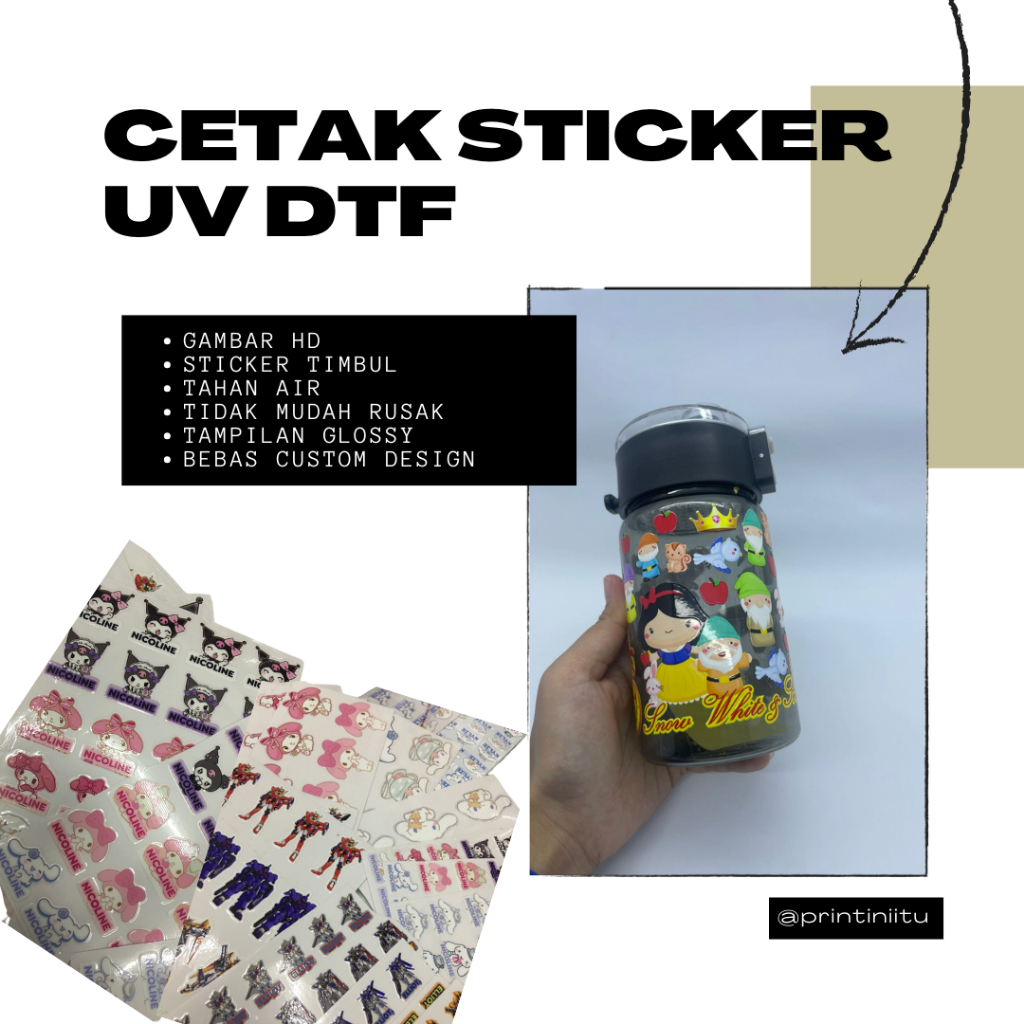 

Cetak UV DTF Sticker custom/Sticker UV Timbul/Sticker Nama