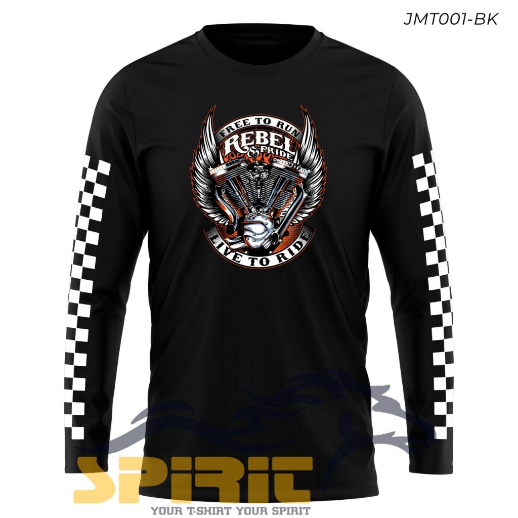 Kaos Motor Touring Free To Run Rebel Pride Baju Otomotif Live To Ride TShirt Kaos Motor Custom Lenga