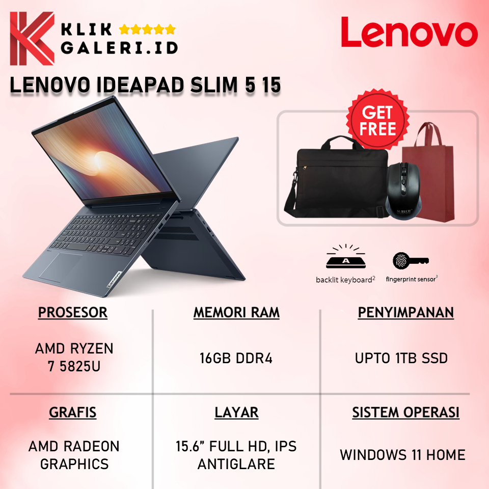 Laptop Lenovo Ideapad Slim 5 15 AMD Ryzen 7 5825U RAM 16GB 1TB SSD Windows 11