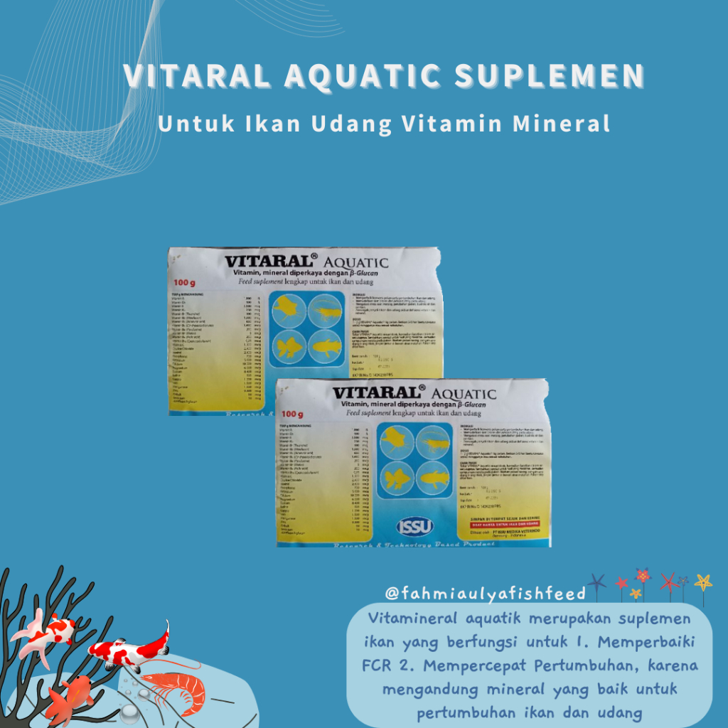 Vitaral Aquatic Suplemen Lengkap Untuk Ikan Udang Vitamin Mineral Diperkaya Dengan Beta Glucan Feed