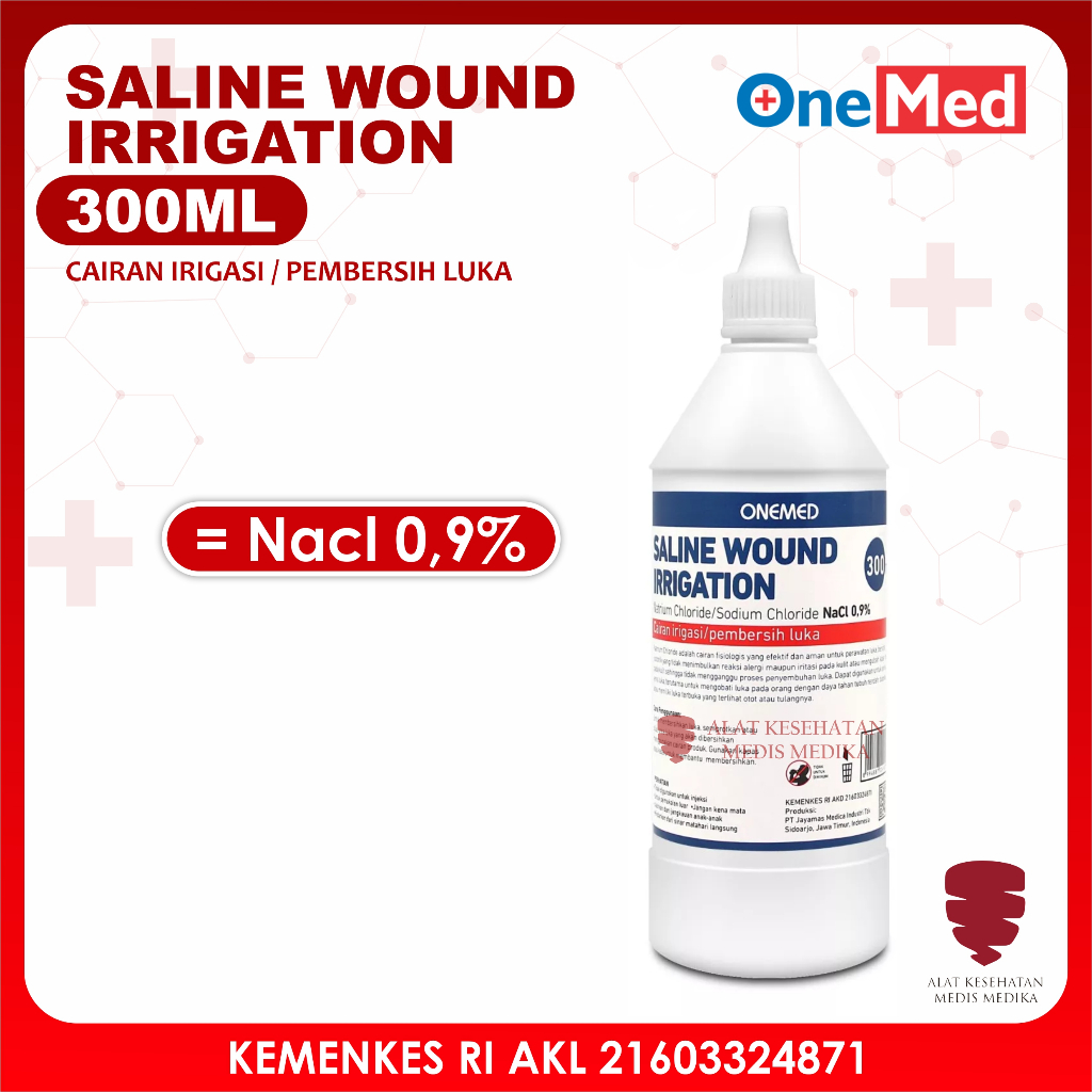 Saline Wound Irrigation Onemed 300ml (Nacl 0.9%) Botol Semprot Cairan Basuh Cuci Pembersih Luka 300 