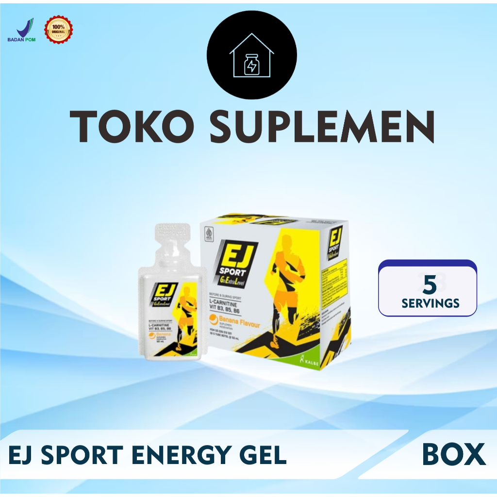

EJ SPORT ENERGY GEL BOX (5 TUBE SACHET SASET) - GEL SUPLEMEN SNACK ENERGI EJ SPORT BPOM HALAL UNTUK LARI BERENANG SEPEDA HALF MARATHON TRIATHLON WEIGHTLIFTING non caffeine