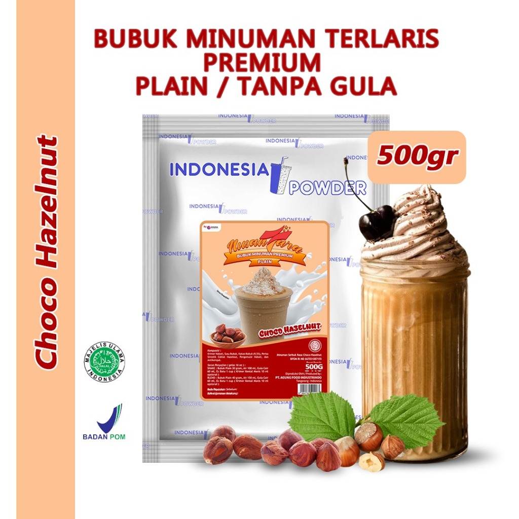 

NUSANTARA Bubuk Minuman Instant Premium Plain Tanpa Gula Horeca Rasa Choco Hazelnut 500 Gr Omura Powder