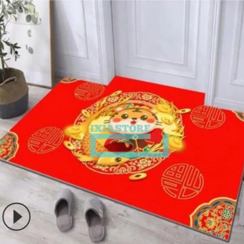 Kesed Keset Karpet Motif Macan Imlek Estetik Alas Kaki Depan Teras Rumah Anti Slip