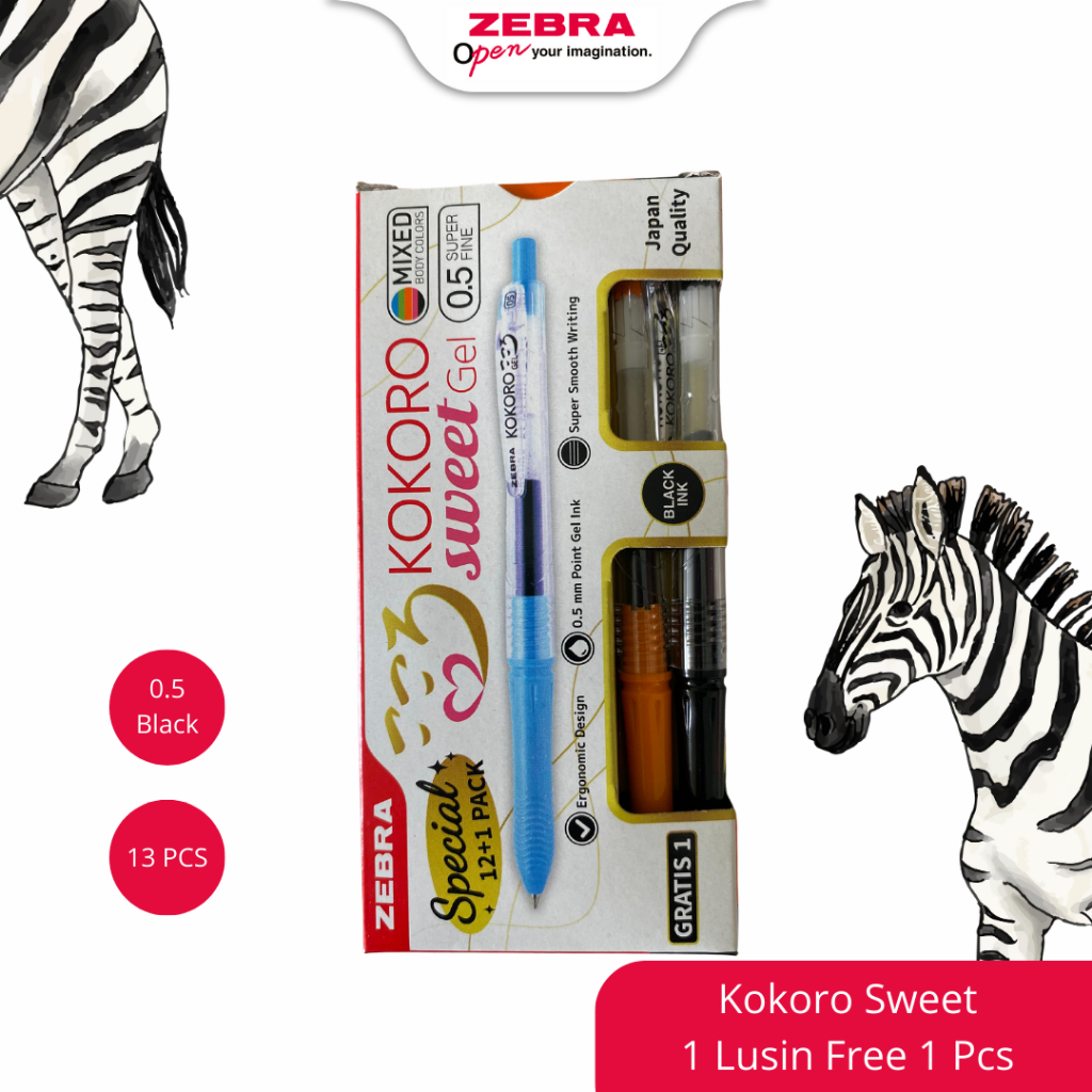 

Asaba Bandung - Zebra Pulpen Kokoro Black 13 Pcs / Kokoro Sweet 1 Lusin (tinta hitam)