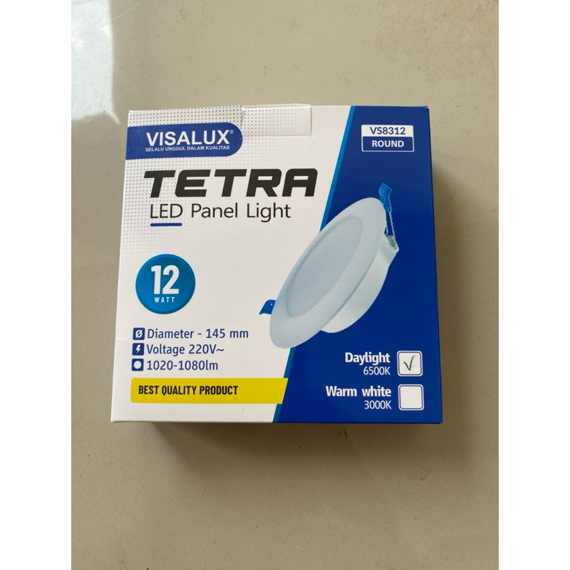 Lampu Downlight Plafon Led Panel Inbow 144mm Visalux Tetra VS8312 12Watt Daylight 6500K