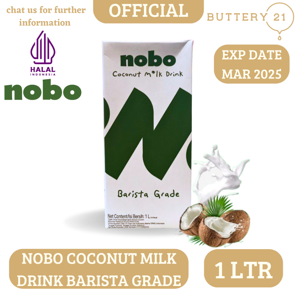 

NOBO COCONUT MILK DRINK BARISTA GRADE 1 LTR/SUSU KELAPA/MINUMAN KELAPA
