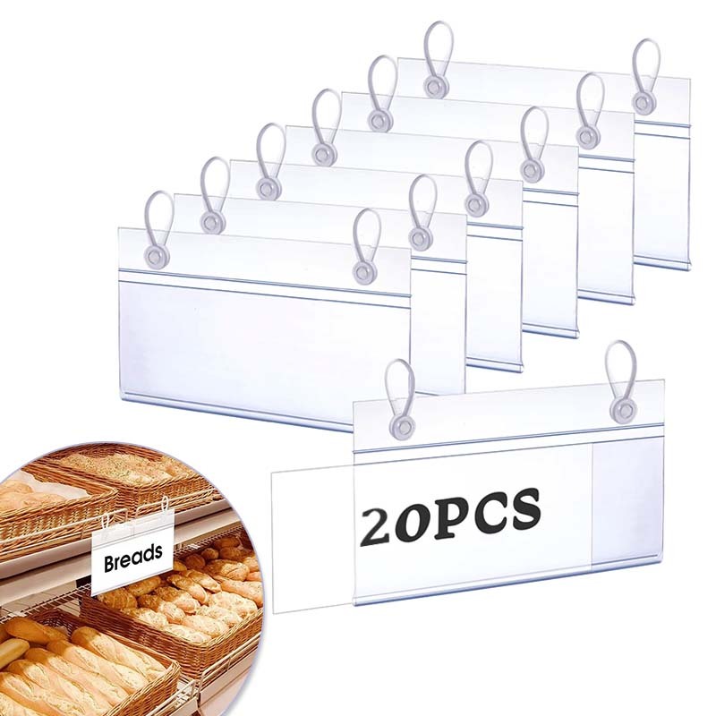 

20pcs Price Tag Akrilik Tempat Price Tag Label Harga Gantung Universal Label Holder Utk Minimarket/Supermarket/Bakery