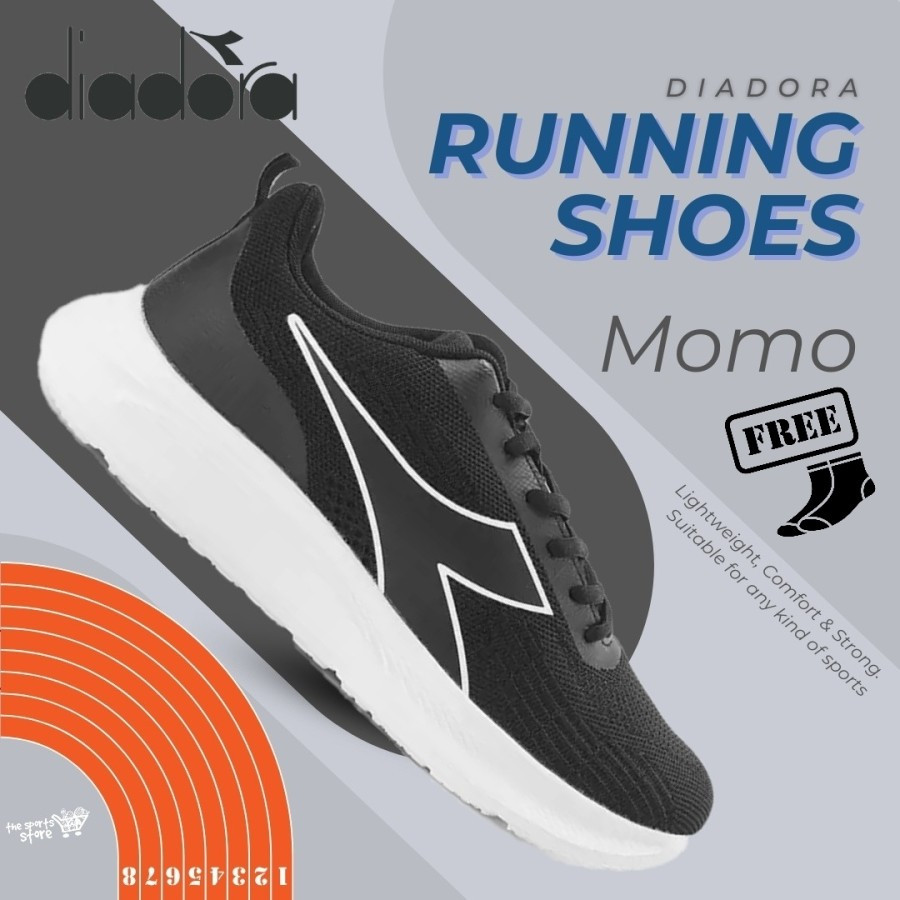 Sepatu Running Diadora MOMO - Black - Running Shoes - Original