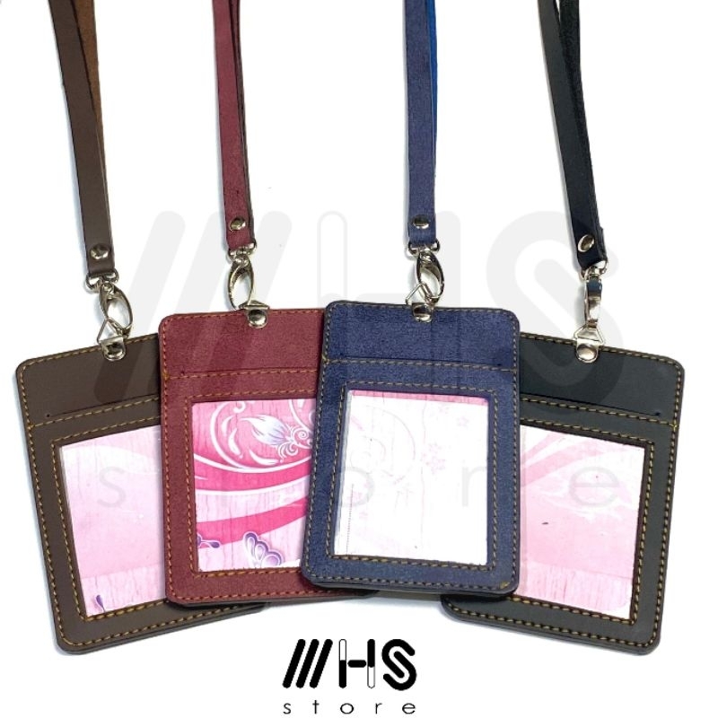 

Name Tag ID Card Holder Kulit Lanyard Termurah Berkualitas Elegant PU Leather Lanyard Nametag ID Card