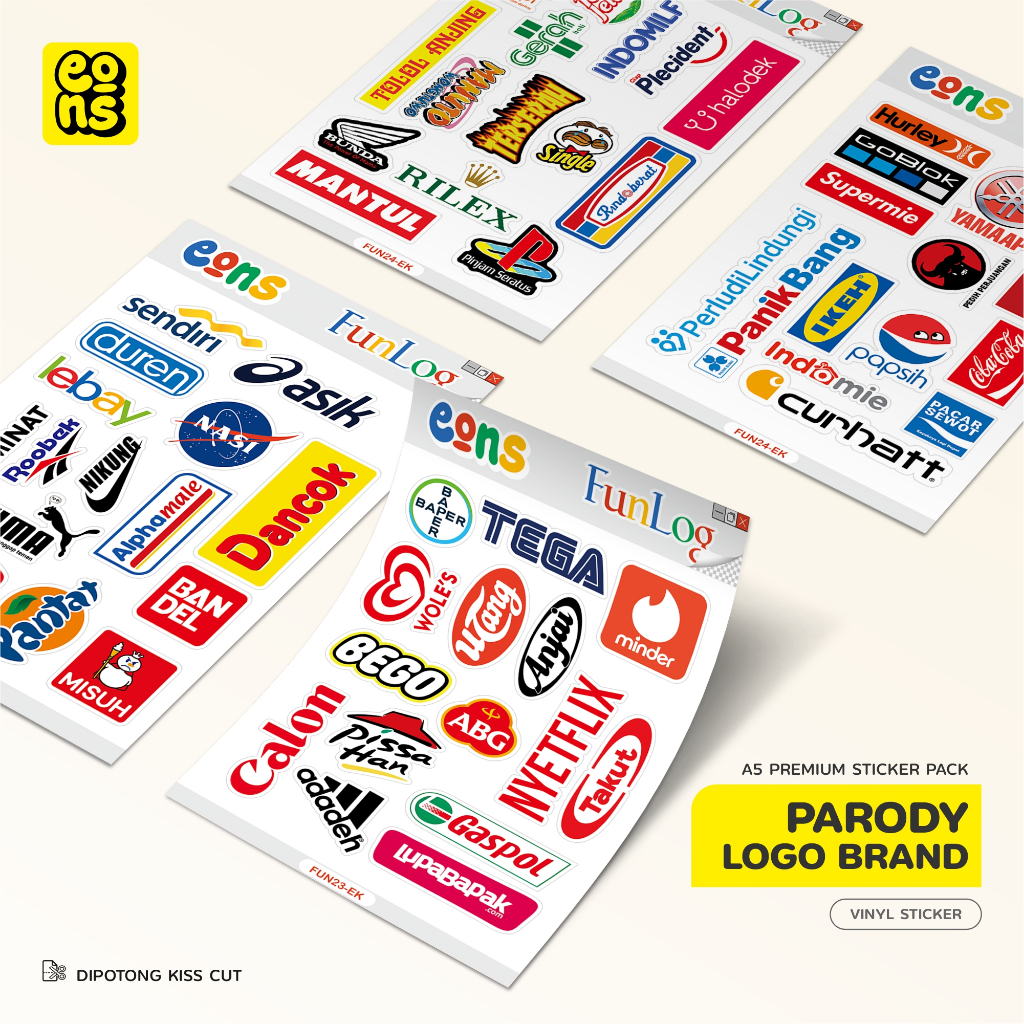 

Stiker Aesthetic Parody Logo Brand Funlog Vinyl Waterproof Sticker