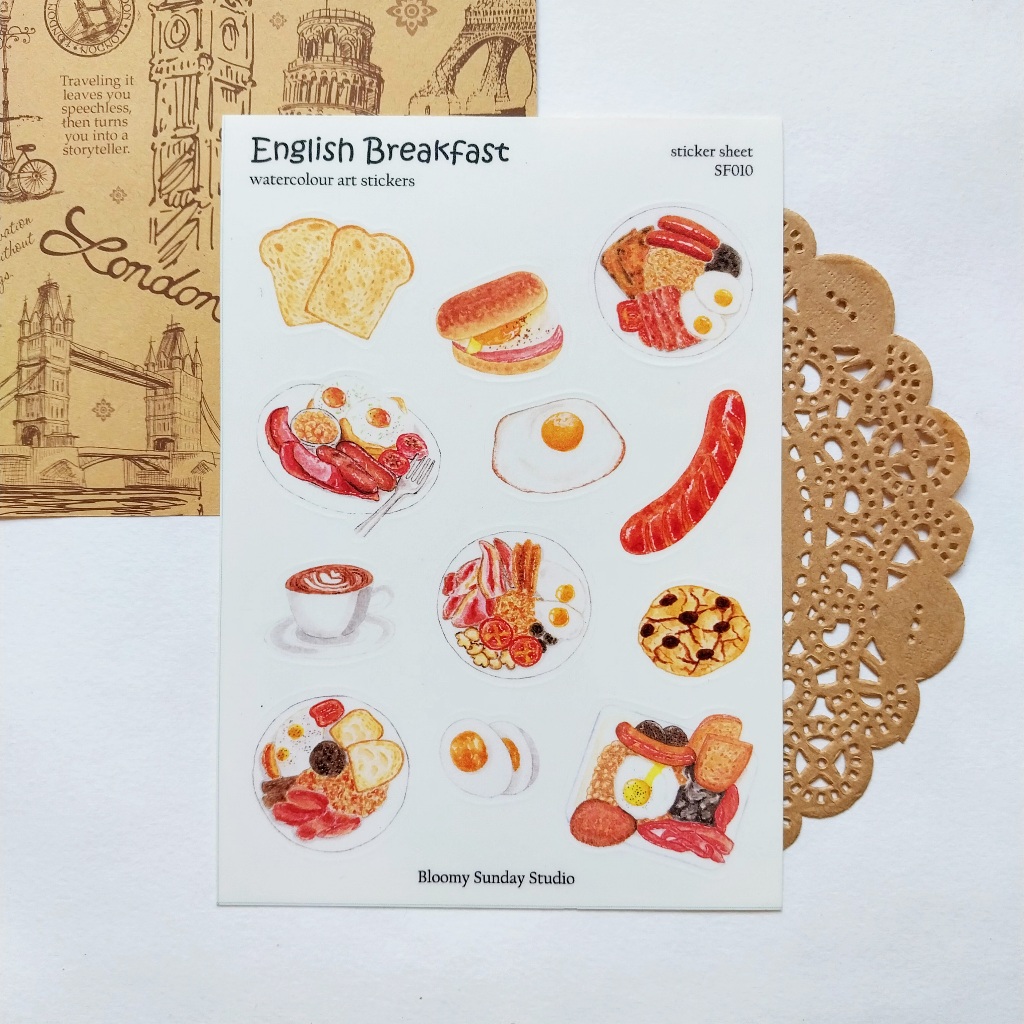 

English Breakfast / Food Sticker Sheet / Sticker ilustrasi / Sticker Kiss Cut