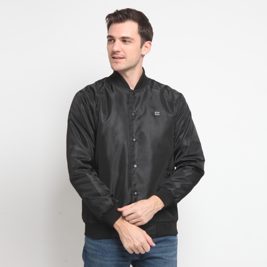 HEMMEH Jaket Bomber Hitam Polos Jaket Bomber Hitam Polos Jaket Bomber Pria Jaket Bomber Hitam Polos 