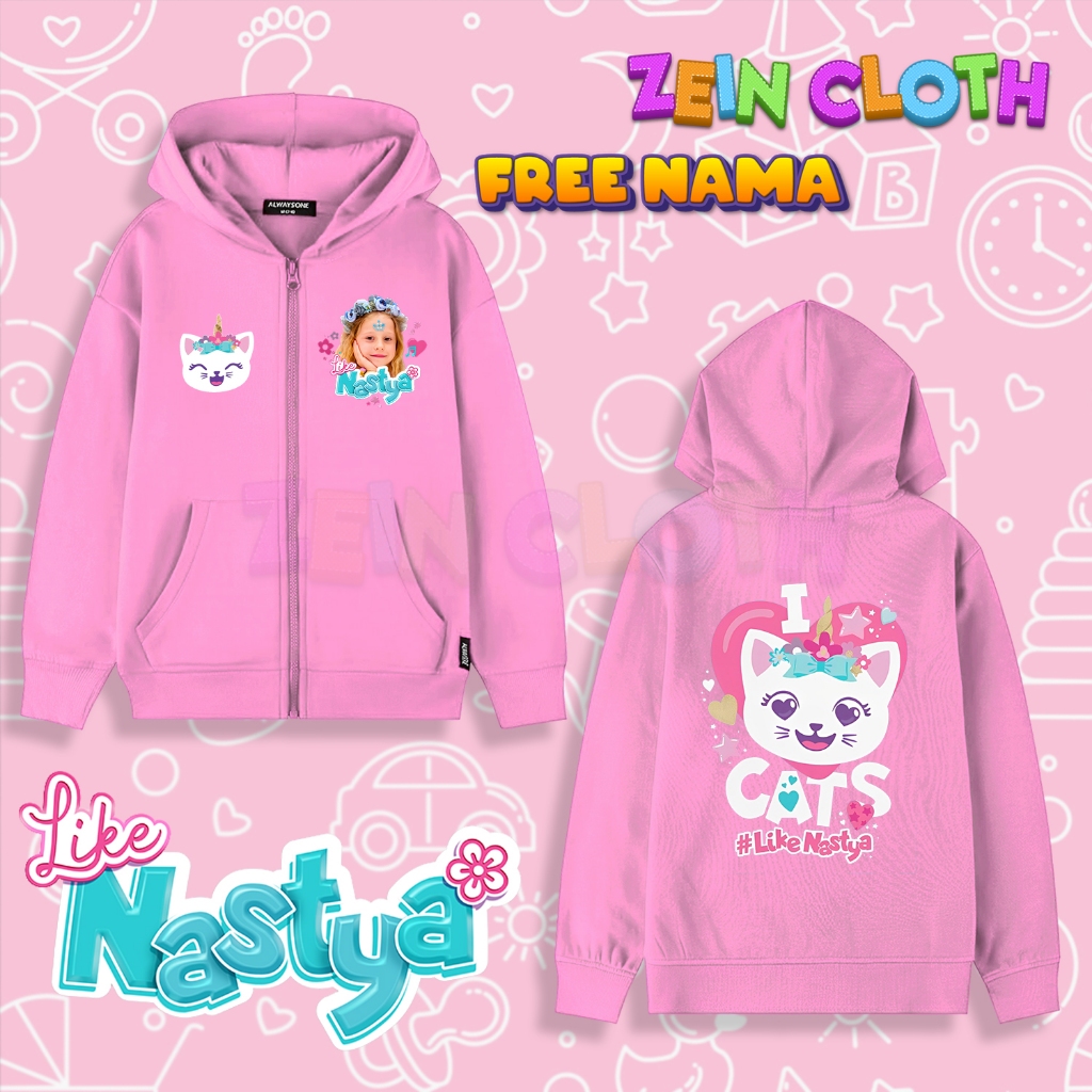 Hoodie Zipper anak Perempuan Like Nastya / Jaket Anak Cewe Like Nastya
