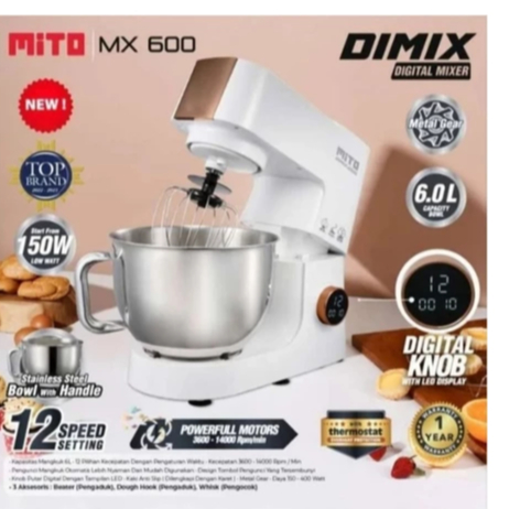 MITO MX 600 Stand Mixer Kapasitas 6L Pengadon Kue Mixer MX600