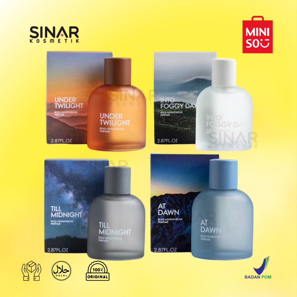 Miniso Bold Adventurous Perfume 85ml | Parfum Pria | At Dawn - Into Foggy Day - Under Twilight | Min