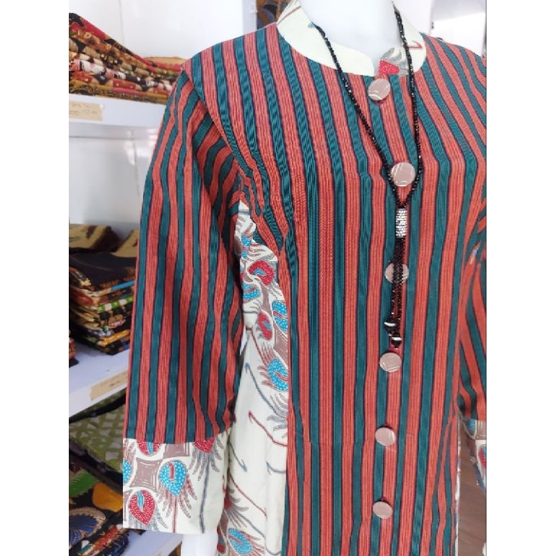Gamis Batik Katun Kombinasi Lurik 1178 Jumbo