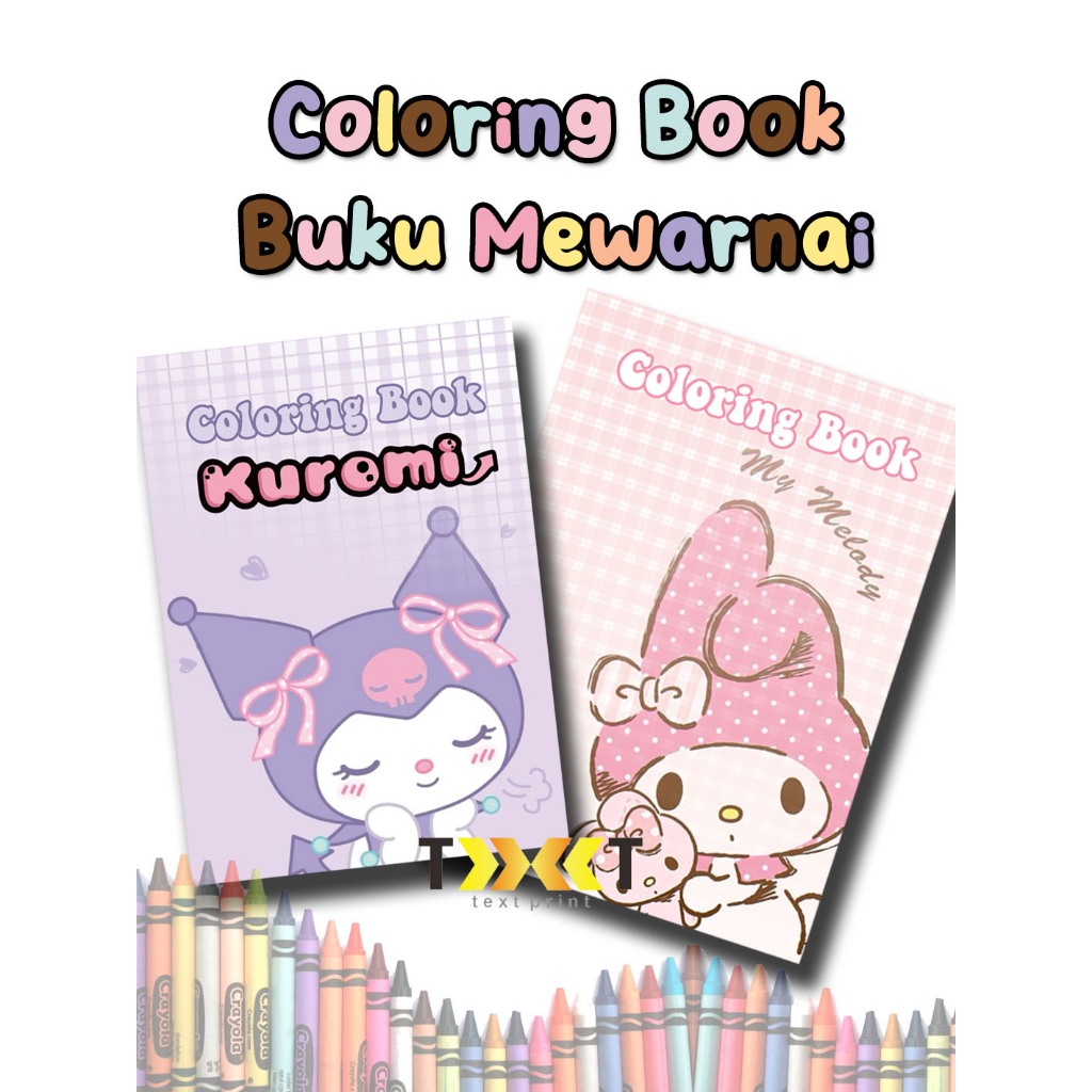 

COLORING BOOK TEBAL | BUKU MEWARNAI ANAK PAUD TK TEMA KUROMI, MELODY, CINAMON ROLL, DINOSAURUS DLL