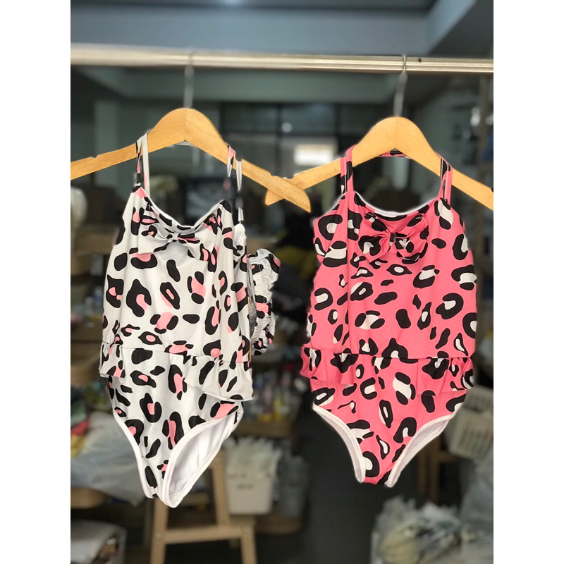 Crown baby&Kids-Girl Leopard Swimsuit- Baju Renang Anak Perempuan Motif Leopard totol macan cr412